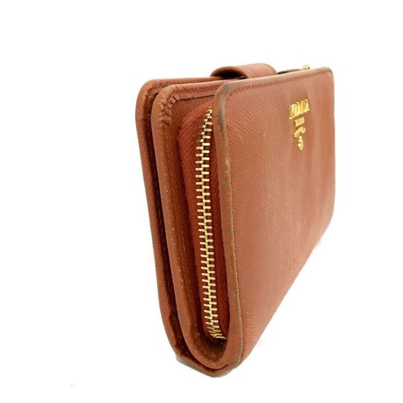 PRADA Burnt Orange Saffiano Leather Zip Around Style Large Clutch Wallet - Picture 7 of 7